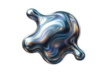Poster - Abstract chrome blob reflecting light on transparent background, creating a visually appealing design element