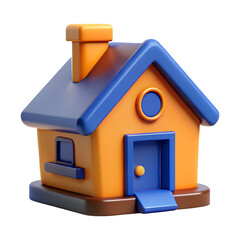 Aufkleber - Cartoon house 3d render isolated on transparent background