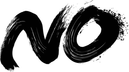 Poster - Black brushstroke forming the word no, abstract calligraphy art. Vector illustration