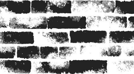 Aufkleber - Black and white distressed brick wall texture with artistic details. Vector illustration