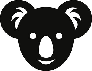 Poster - Black and white silhouette of a smiling koala face in minimalist style. Vector illustration
