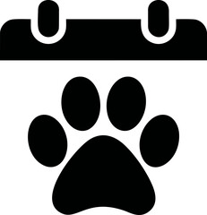 Poster - Black paw print on a calendar icon in simple monochrome style. Vector illustration