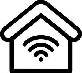 Poster - Black and white smart home icon with wifi signal symbol illustration. Vector illustration