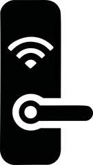 Poster - Black and white smart lock icon with wifi symbol, digital security concept. Vector illustration