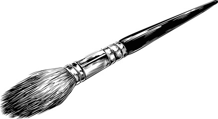 Poster - Illustrated black and white paintbrush with detailed bristles. Vector illustration