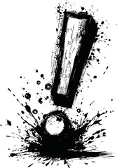 Poster - Splashing ink exclamation mark with bold strokes and dynamic design. Vector illustration