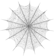 Aufkleber - Symmetrical black and white spider web drawing with intricate details. Vector illustration