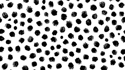 Poster - Black ink hand-drawn polka dots, abstract artistic design. Vector illustration