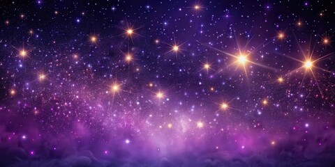 Wall Mural - Celestial night sky with vibrant purple hue and countless twinkling stars scattered across the canvas, creating a sense of wonder and magic in the darkness , galaxy, starry