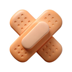 Aufkleber - Cartoon bandages crossed overlapping 3d render isolated on transparent background