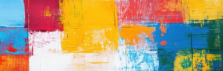 Poster - This vibrant abstract painting features a mix of bright colors and dynamic brush strokes, creating an energetic and lively atmosphere perfect for modern decor.