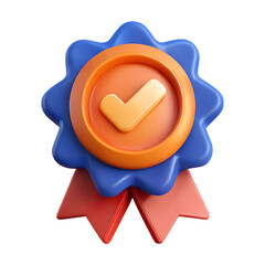 Aufkleber - 3d render of a blue and orange checkmark badge isolated on transparent background