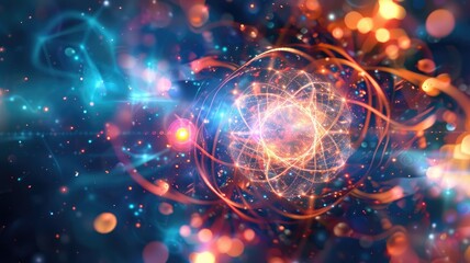 Poster - Abstract image beautiful colorful light sparkling flowing scattered across space background while swirling, create seamlessly scene effect perfect for designs evoke energetic and fantasy sense. AIG53.