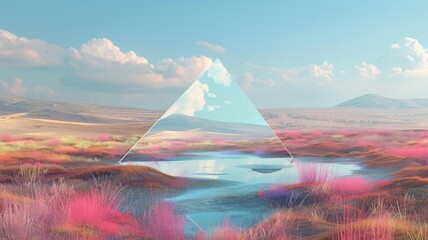 Poster - abstract crystal mirror texture effect decorated with colorful light in modern design surrounded by 