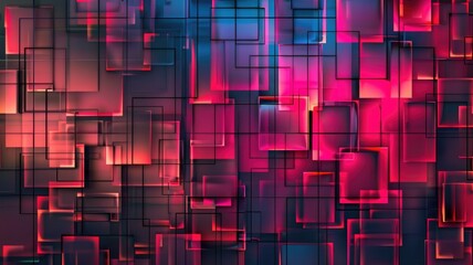 Poster - Abstract of complex vibrant pixel effect in tech background with cyber and glitch texture express mysterious design and energetic flow through grid pattern convey sense of future digital scene. AIG53.