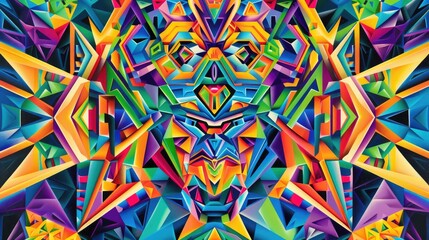 Poster - This vibrant abstract geometric design features vivid colors and dynamic shapes, creating a captivating visual experience that embodies the spirit of modern art. Ideal for artistic projects.