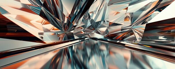 Poster - abstract geometric shapes crystal on surface of contemporary design express scene of seamless patter