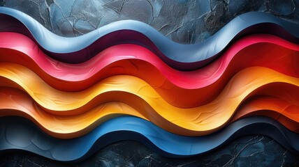 Poster - Explore a captivating abstract design featuring vibrant stripes in an elegant interplay of colors. Smooth lines and textures create a dynamic visual experience.