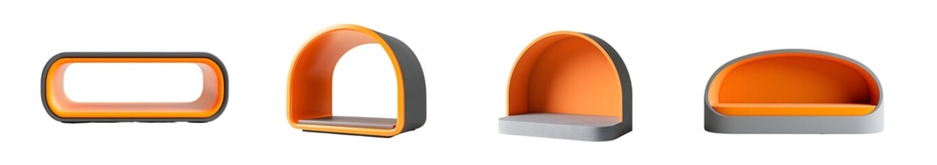 Fototapete - set of colorful architectural design elements isolated on transparent background