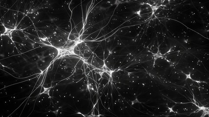 Poster - Abstract picture of colorful particle with sparkle electric style design connect become structure of energy represent connection of neuron in brain or atom between space with mysterious scene. AIG53.