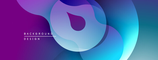 Aufkleber - Abstract fluid shapes, vibrant purple, blue hues. Modern design, smooth gradients create dynamic visual effect.