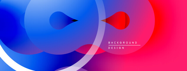 Poster - Abstract fluid shapes, vibrant gradients. Blue transitions to red. Modern design, smooth curves, dynamic composition.