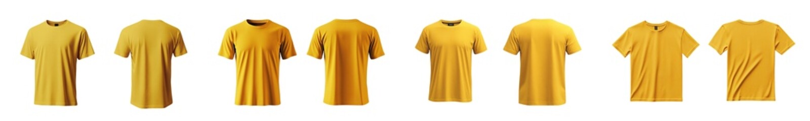 Poster - set of Row of uniform, long-sleeved tops in a gold hue. isolated on transparent background