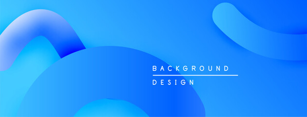 Fototapete - Abstract blue background. Smooth shapes overlap creating dynamic visual effect. Modern design element for presentations, websites.
