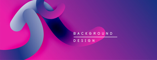 Poster - Abstract fluid shapes, vibrant pinks, blues, purples create dynamic background. Modern design, smooth gradients offer visual interest.