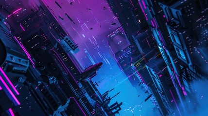 Poster - abstract of digital shape or line and technological cyber style particle design connect in surreal e