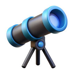 Aufkleber - Cartoon telescope 3d render isolated on transparent background
