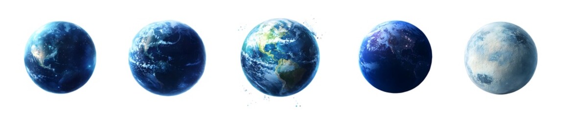 Poster - Multiple planet illustrations with pixelated edges. isolated on transparent background