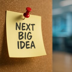 Poster - Sticky Note with Text on Cork Board Representing Creativity and Innovation in an Office Setting
