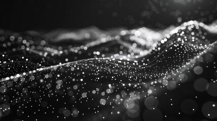 Leinwandbilder - Abstract picture micro light sparkling particle represent data flow. Vivid flowing wave with high tech texture, create digital effect scene perfect for energetic and fantasy wallpaper design. AIG53.