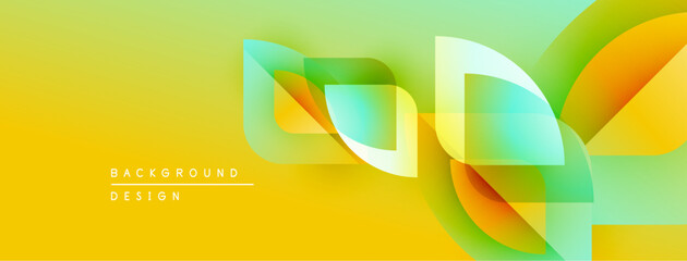 Aufkleber - Abstract yellow background features flowing shapes, gradients. Modern design elements create dynamic visual effect. Smooth transitions, vibrant colors.