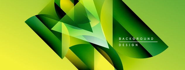 Poster - Abstract geometric design. Vibrant green, yellow hues create dynamic composition. Modern background suitable for various projects.