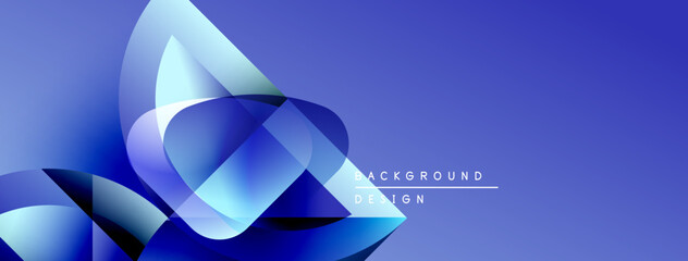 Poster - Abstract blue design features flowing shapes, gradients. Modern background evokes movement, energy, sophistication.