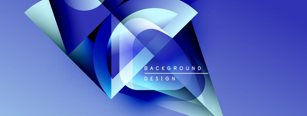 Poster - Abstract blue design features dynamic shapes, gradients. Modern aesthetic suitable for backgrounds, presentations. Clean, vibrant composition.