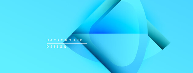 Fototapete - Abstract blue design features flowing shapes, gradients. Modern background with text elements, dynamic composition.