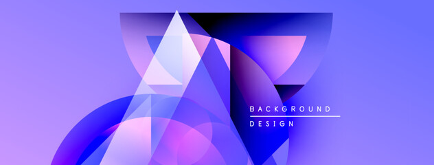 Poster - Abstract geometric shapes blend purple, blue hues. Modern design suggests digital art, vibrant background texture.
