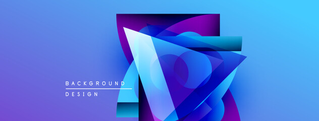 Poster - Abstract blue purple design. Geometric shapes overlap creating dynamic visual effect. Modern background for presentations, graphics.
