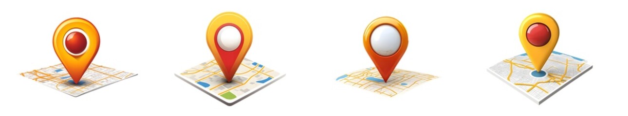 Aufkleber - set of Multiple location markers on a digital map. isolated on transparent background