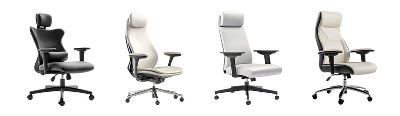 Poster - set of modern office chairs in light and dark tones. isolated on transparent background
