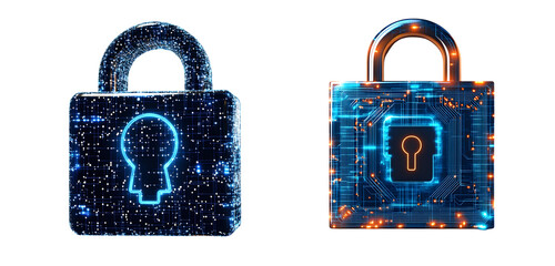 Poster - set of Digital lock graphic representations of advanced security. isolated on transparent background