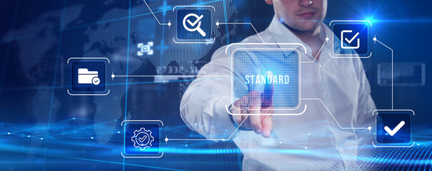 Wall Mural - Standard quality control. Certification. Business, technology, internet and networking concept.