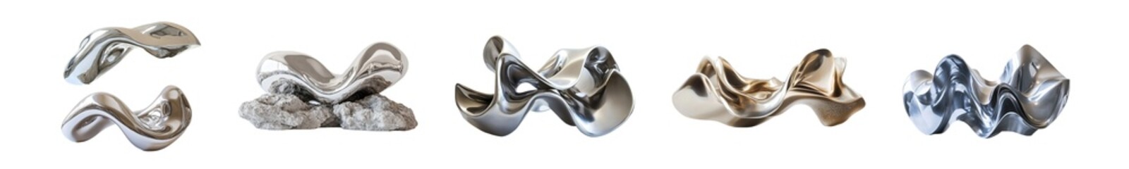 Poster - set of Abstract design of three sculpted forms. isolated on transparent background