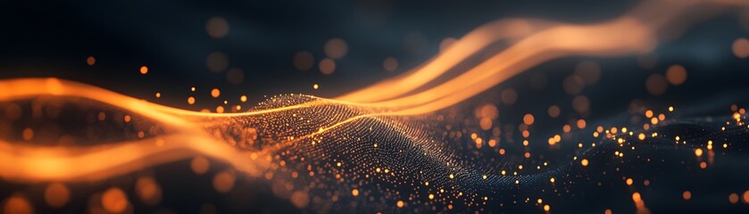 Fototapete - Abstract digital design with orange particles.