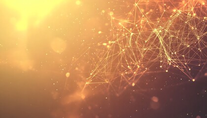 Fototapete - Abstract network design with warm color tones.