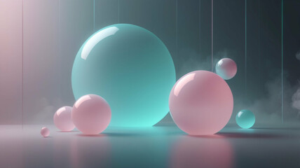 pastel spheres in a modern setting