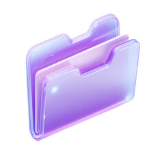 Poster - Glossy 3D rendering of a transparent purple folder on a black background